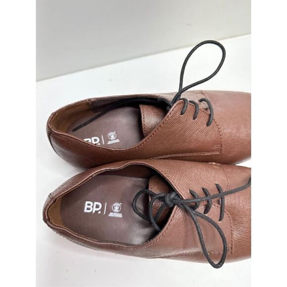 BP Dress Shoes Mens Size 9 Brown Leather Derby Textured Plain Toe Shoe NEW - Picture 6 of 11